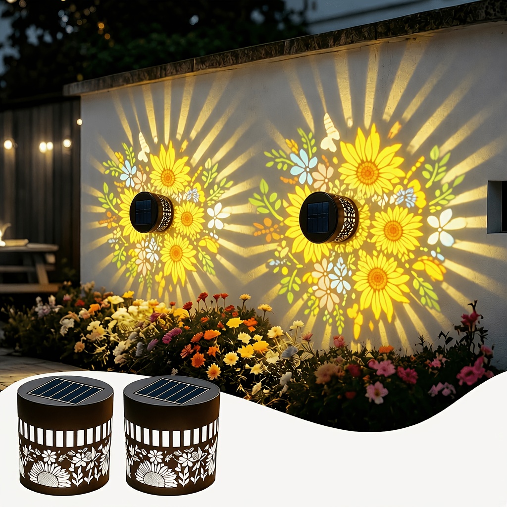 Outdoor Lighting On Fence - 2 Set Lampu Pagar Tenaga Surya,