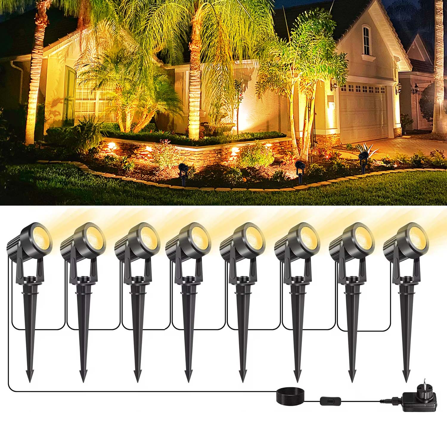 Outdoor Lighting On Trees - 4/6/8LED 3000K Lampu Sorot Luar Ruangan