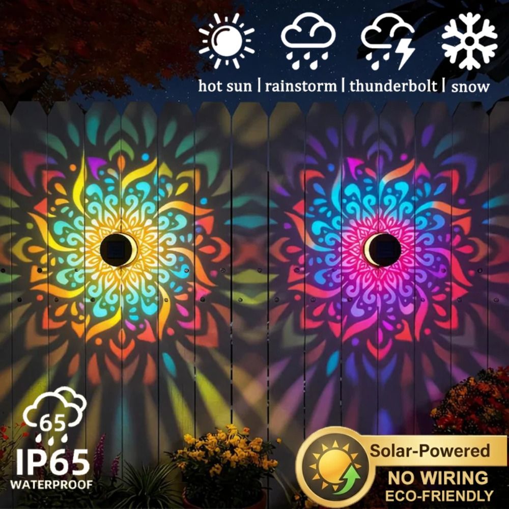 Outdoor Lighting On Fence - Lampu Dinding Tenaga Surya Mandala Bunga