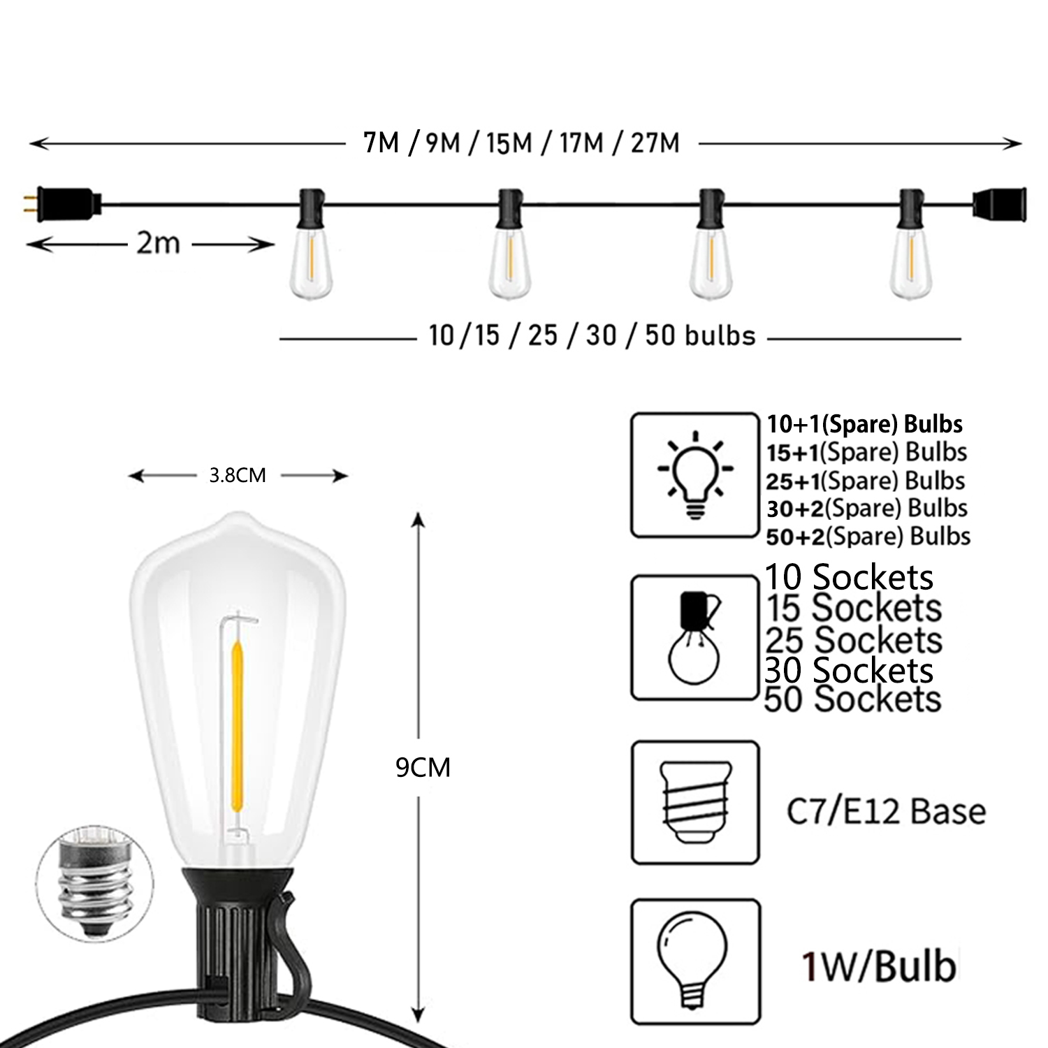 ST38 Festoon 220V LED Globe St - Outdoor Lighting On Fence ulasan dan harga