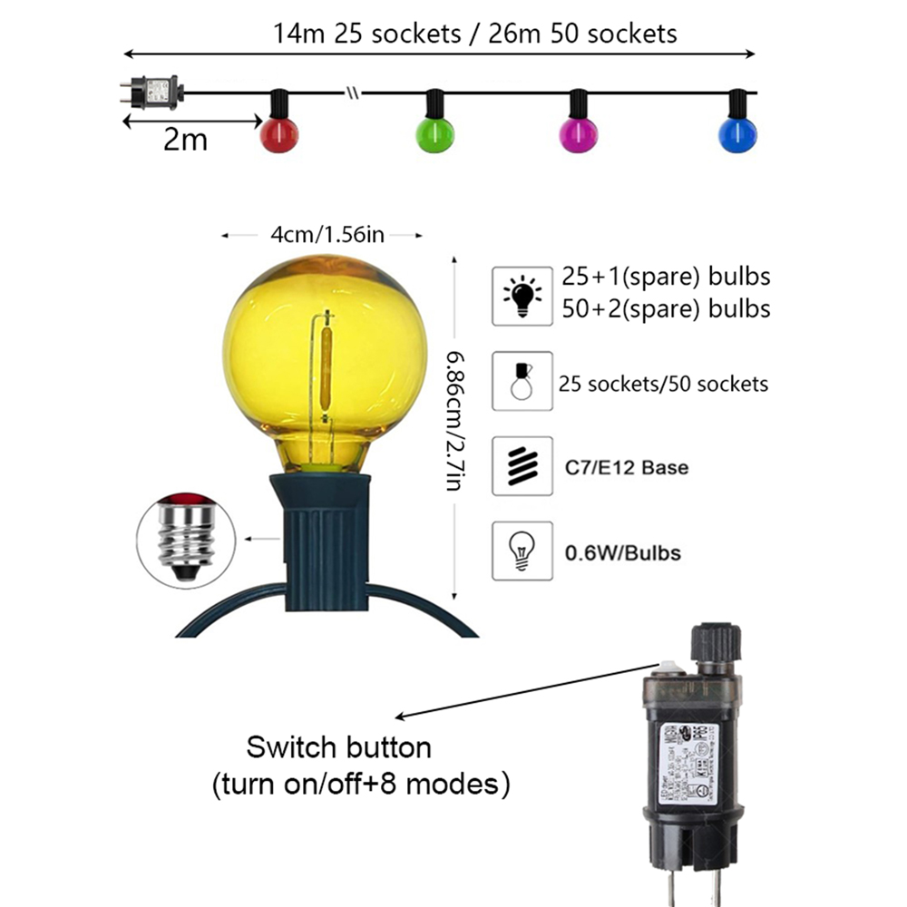 26M Lampu Hias LED G40 Globe M - Outdoor Lighting On Fence ulasan dan harga