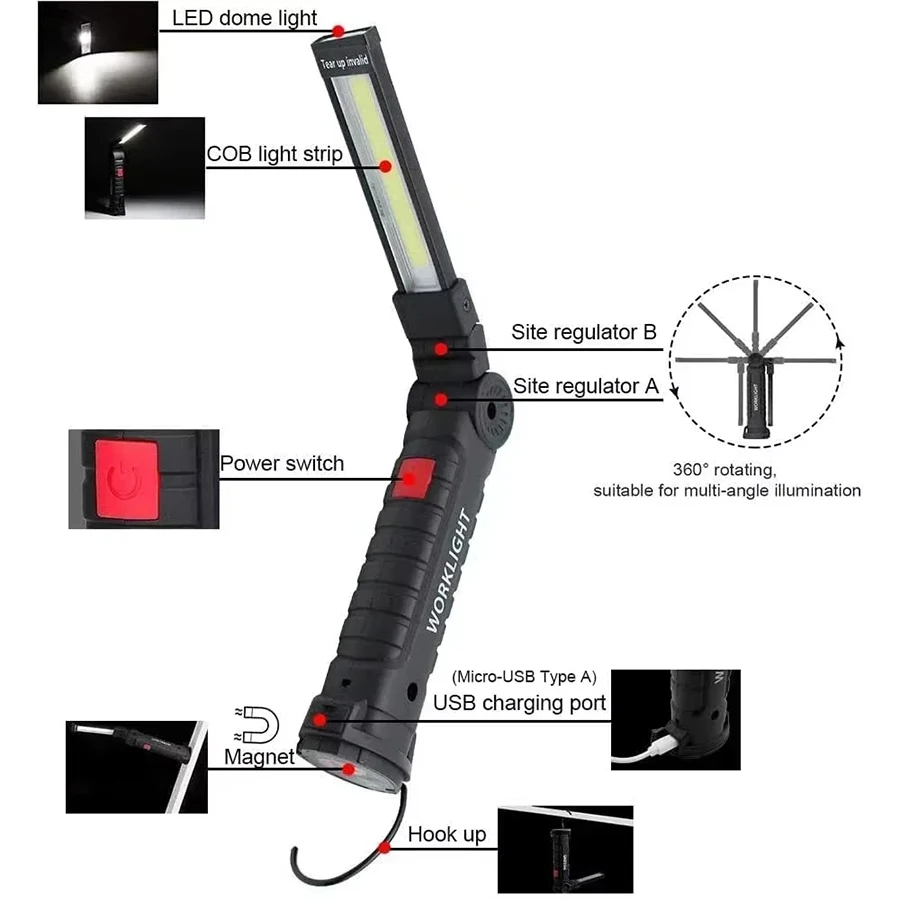 Senter LED COB Portabel Baru,  - Outdoor Lighting Usb ulasan dan harga